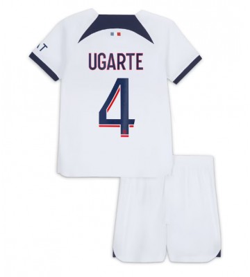 Paris Saint-Germain Manuel Ugarte #4 Koszulka Wyjazdowych Dziecięca 2023-24 Krótki Rękaw (+ Krótkie spodenki)